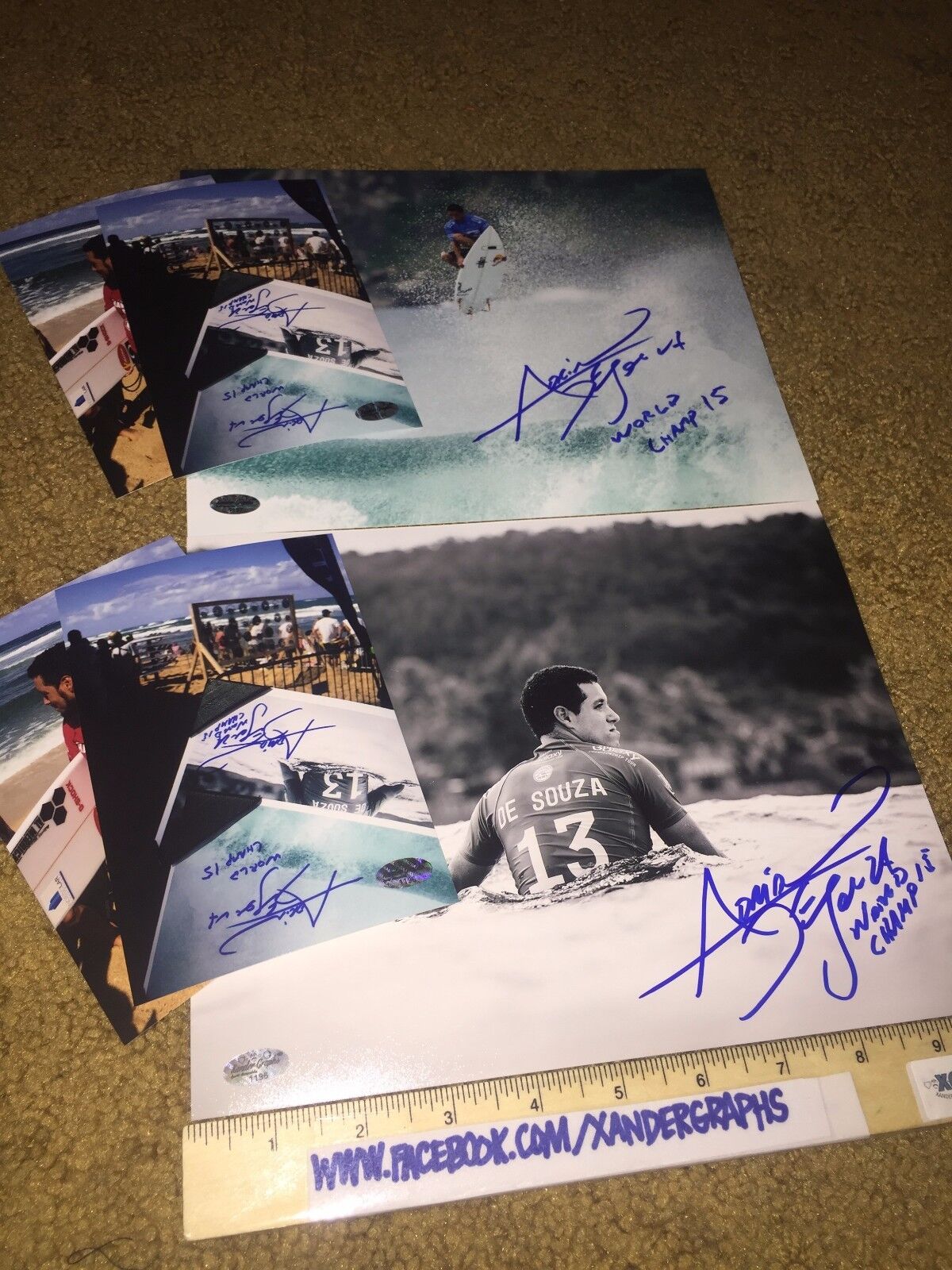 Lot of (2) ADRIANO DE SOUZA SIGNED AUTOGRAPHED 8X10 Photo Poster paintingGRAPH SURFER-PROOF COA