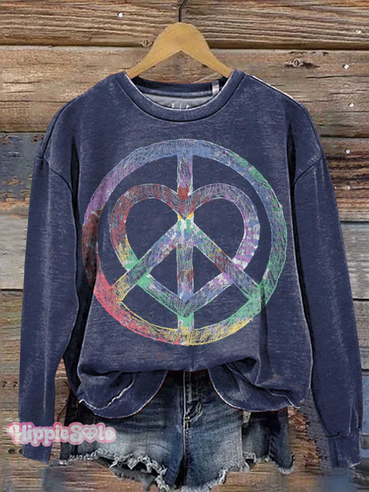 Hippie Peace Sign Love And Casual Sweatshirt Multicolor / S