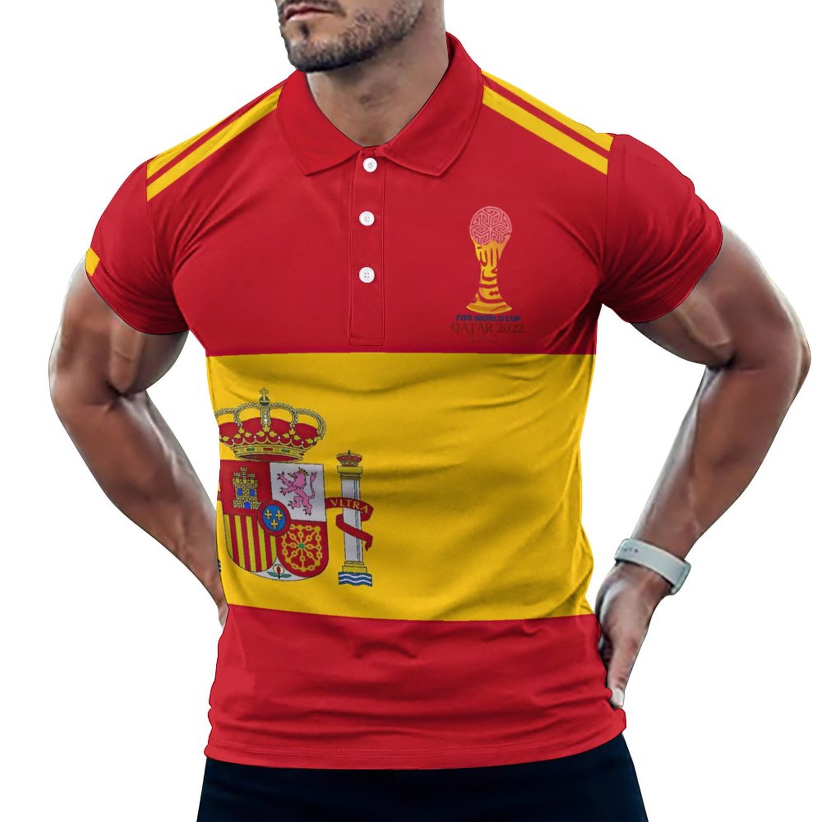 FIFA World Cup Qatar 2022 Spain Flag Men's Short-Sleeve Polo