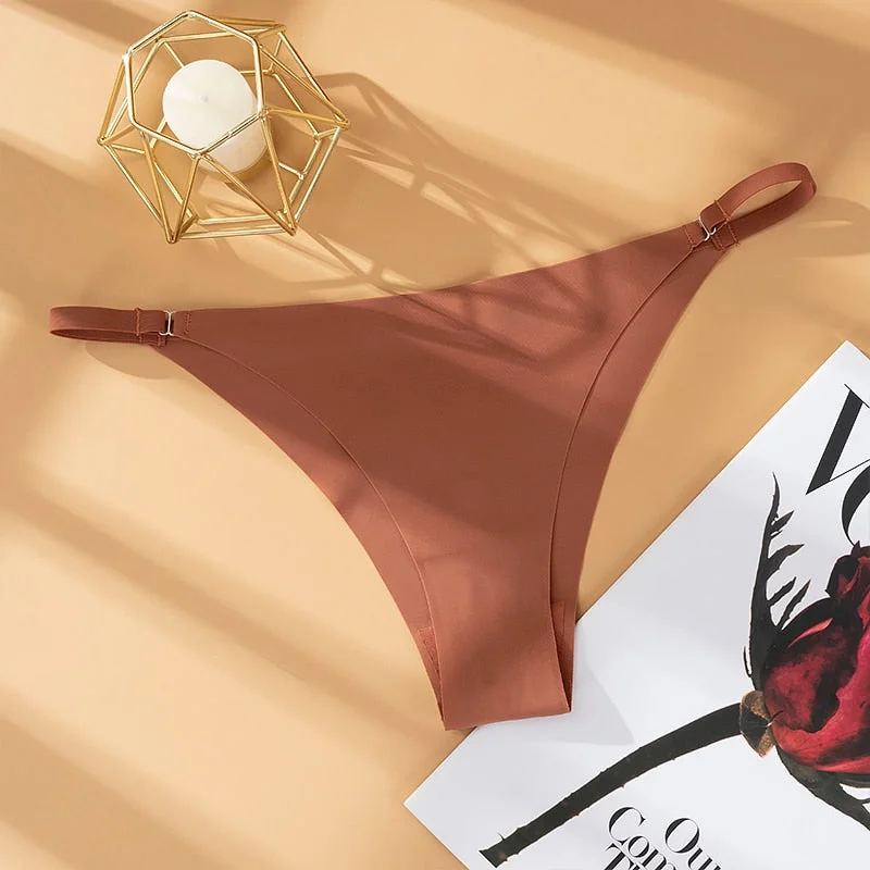 Womens Ice Silk Seamless Briefs Thin Belt Low Waist Panties Sexy Solid Bikini Female Underwear Comfortable Intimate Lingerie