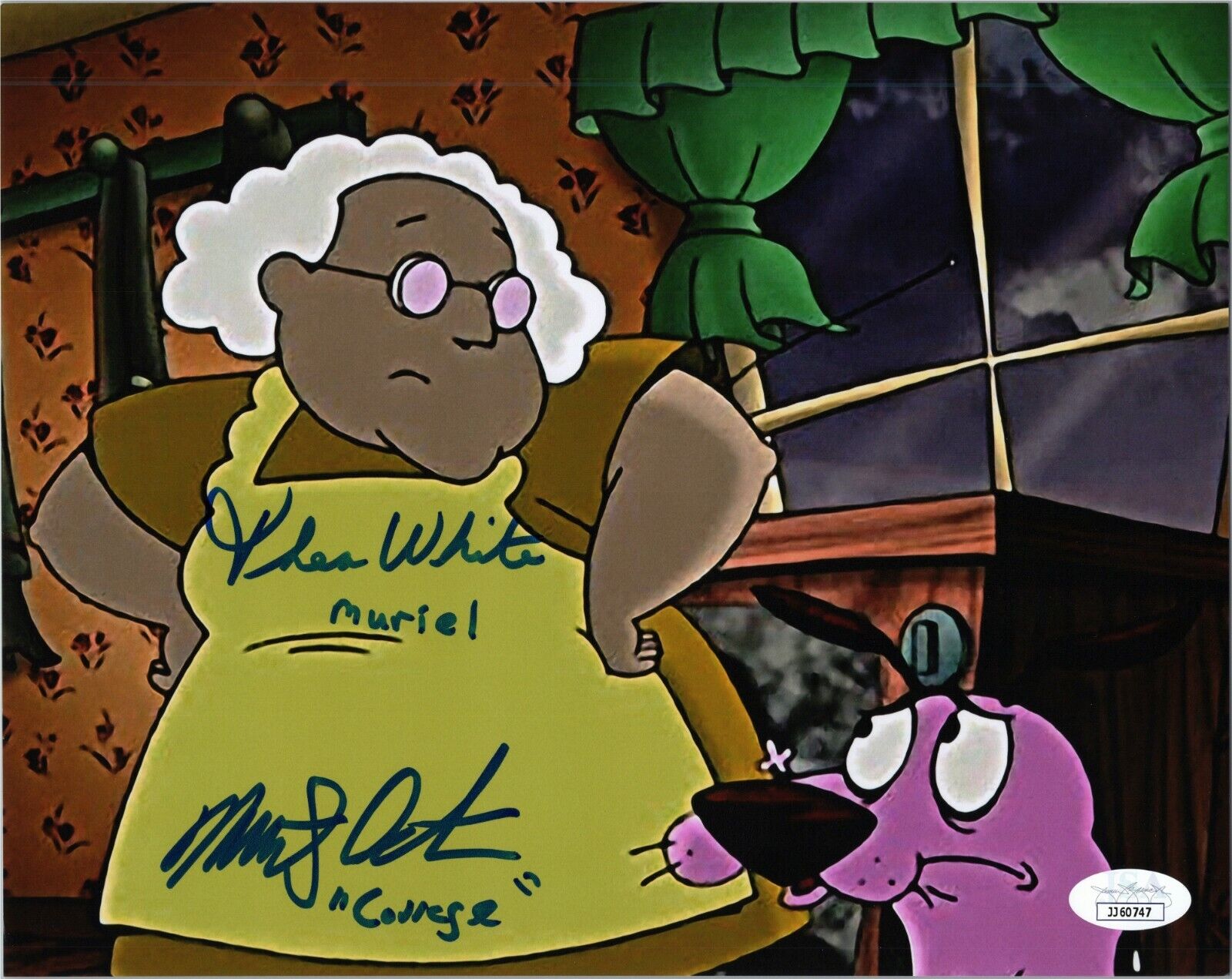 MARTY GRABSTEIN & THEA WHITE Hand-Signed COURAGE COWARDLY DOG 8x10 Photo Poster painting JSA COA