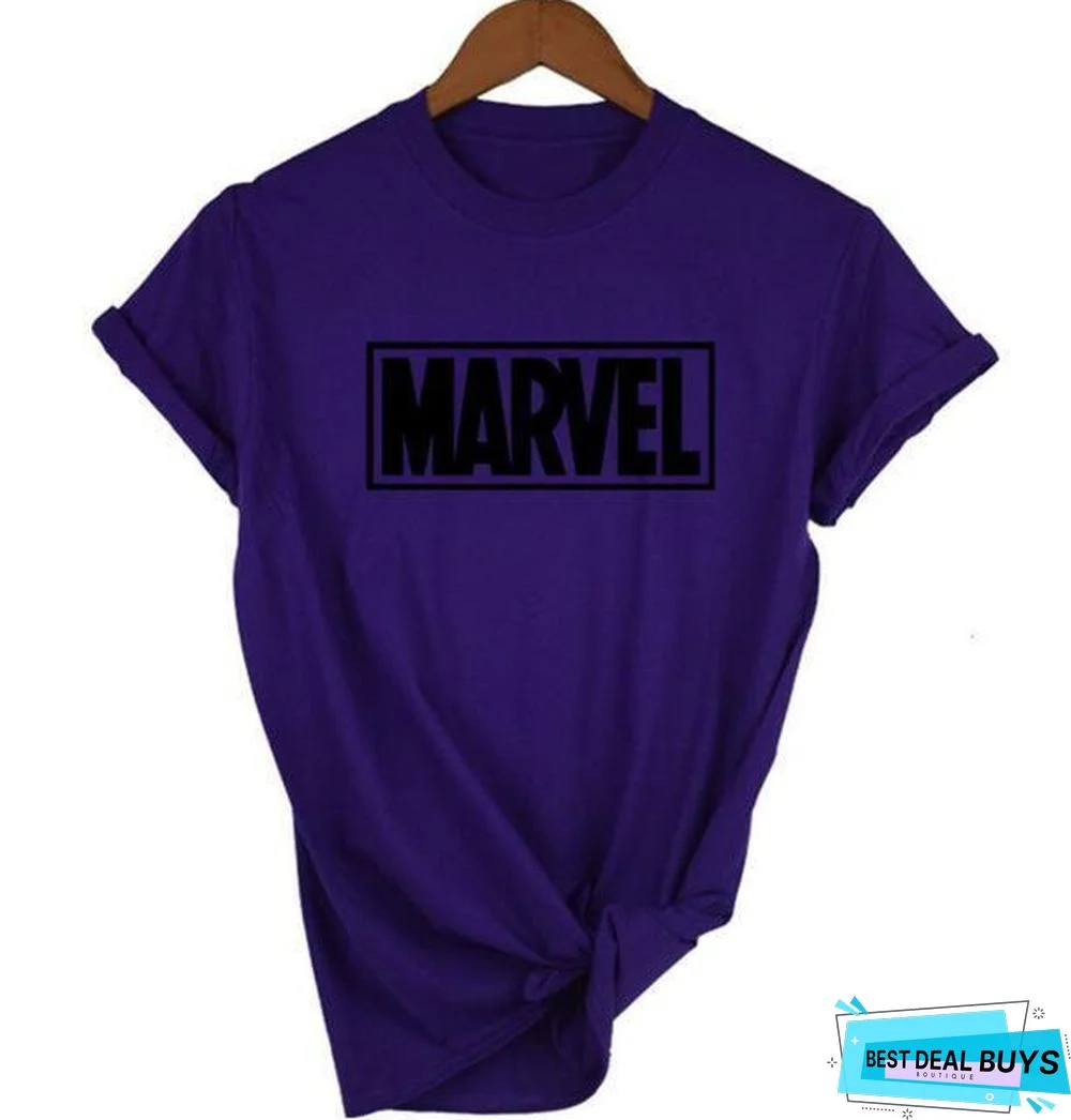Women Short Sleeve T-shirt O-neck Cotton Super Hero Tops Tee