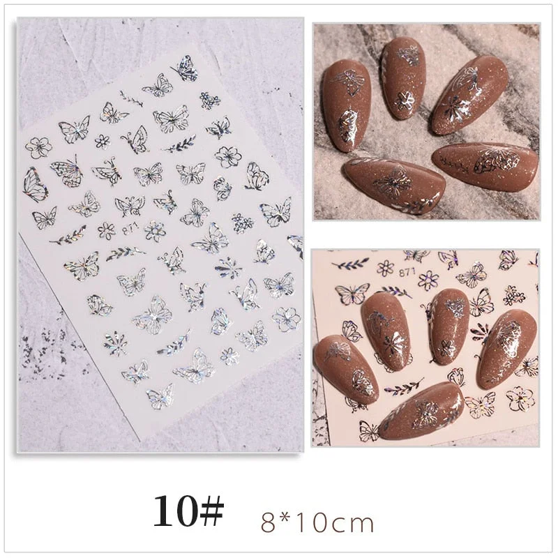 1 Sheet 3D Halloween Nail Sticker Christmas Skull Bone Snake Butterfly Maple Leaf Pattern Decals Manicures 3D Nail Decorations