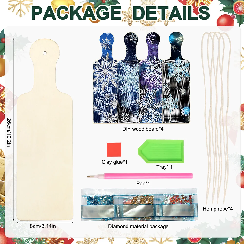 4Pcs Winter Snowflake Diamond Painting Serving Tray for Countertop Decor