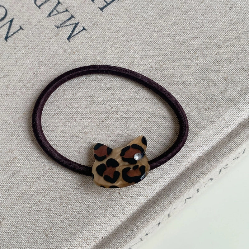 Retro Women’s Flower Bow Knot Leopard Acetic Acid Sheets Inlay Rhinestones Hair Tie