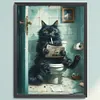 Toilet Cat Reading Newspaper-11CT Stamped Cross Stitch 40*53cm tapestrymarket