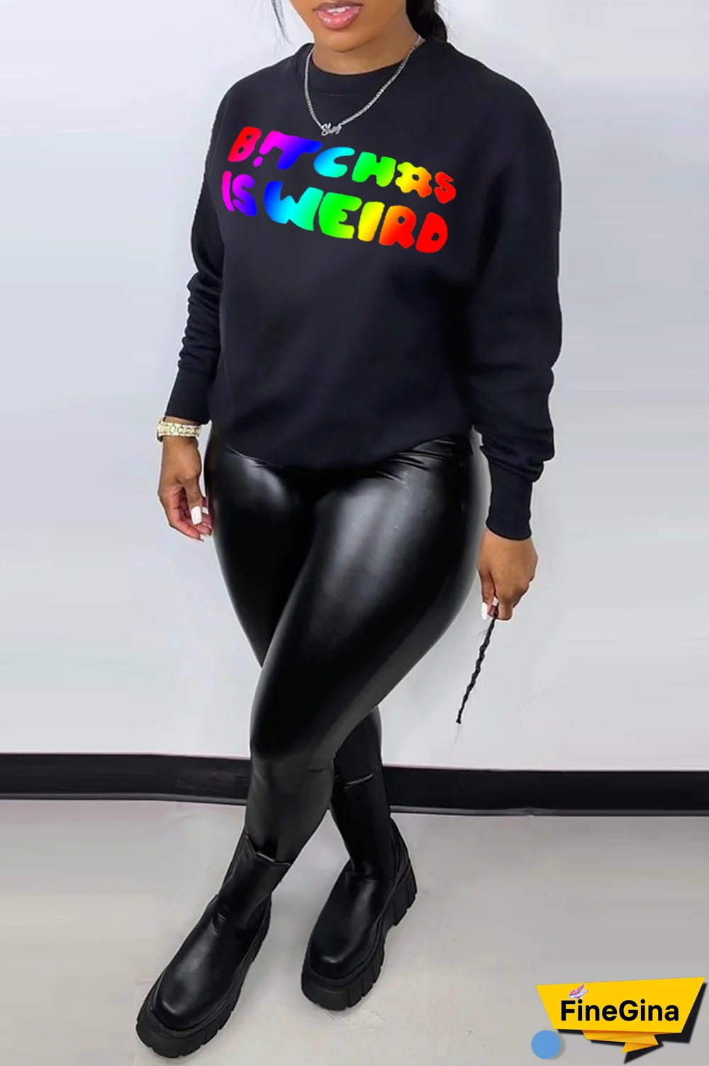 Yellow Street Vintage Print Patchwork Letter O Neck Tops