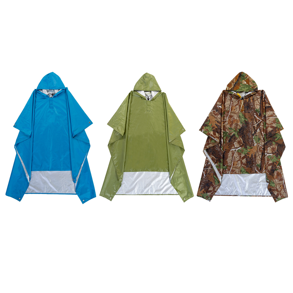 

3 in 1 Waterproof Long Raincoat Women Men Rain Coat Jacket Hooded Poncho, Blue, 501 Original