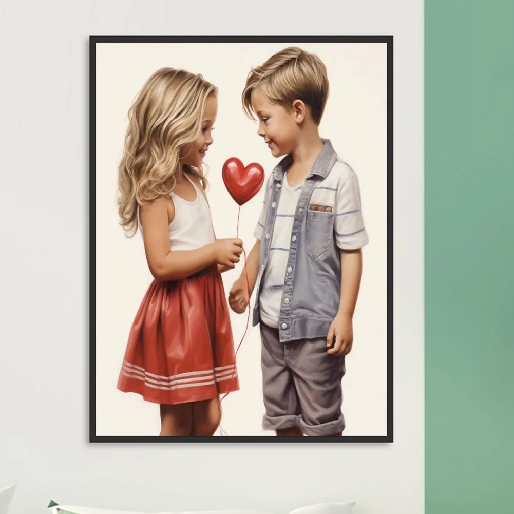 Diamond Painting - Full Round Drill - Kid Sweet Couple(Canvas|30*40cm)