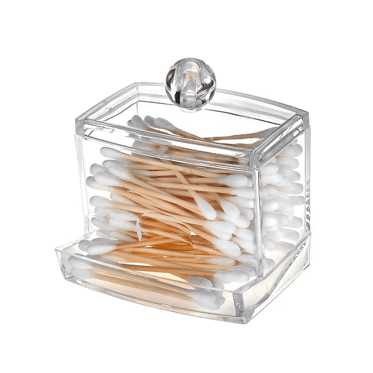 Acrylic Cotton Swabs Storage Holder Box Transparent Makeup Case Cosmetic Container