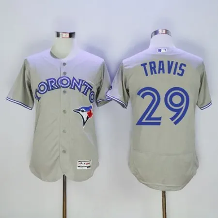 Blue Jays #29 Devon Travis Grey Flexbase Authentic Collection Stitched MLB Jersey