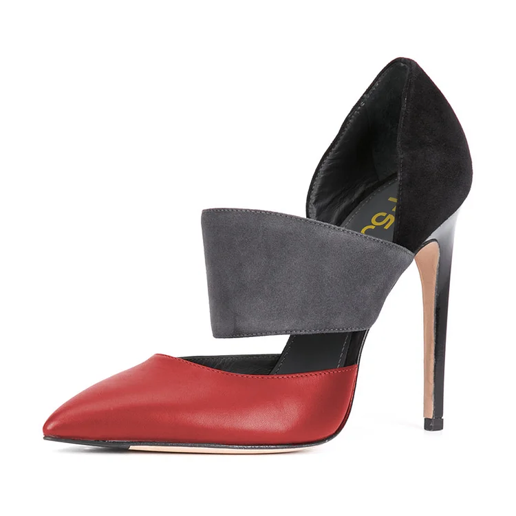 Multi-color Stiletto Heels Pointy Toe Cutout Pumps for Ladies |FSJ Shoes