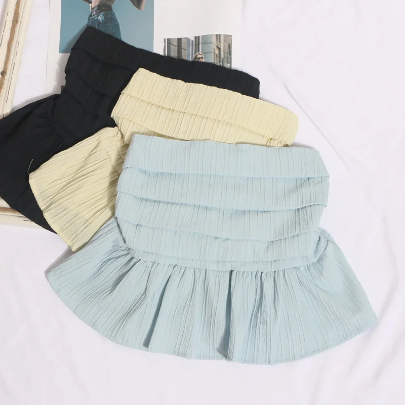 Nigikala Nigikala And Spicy Wind Wearing A Breast Vest Female Pressure Folded Word To Receive Waist Skirt Short Wrapped Chest-Clothed Backwear 8965