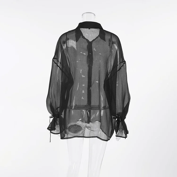 See-through Black Gauze Shirt