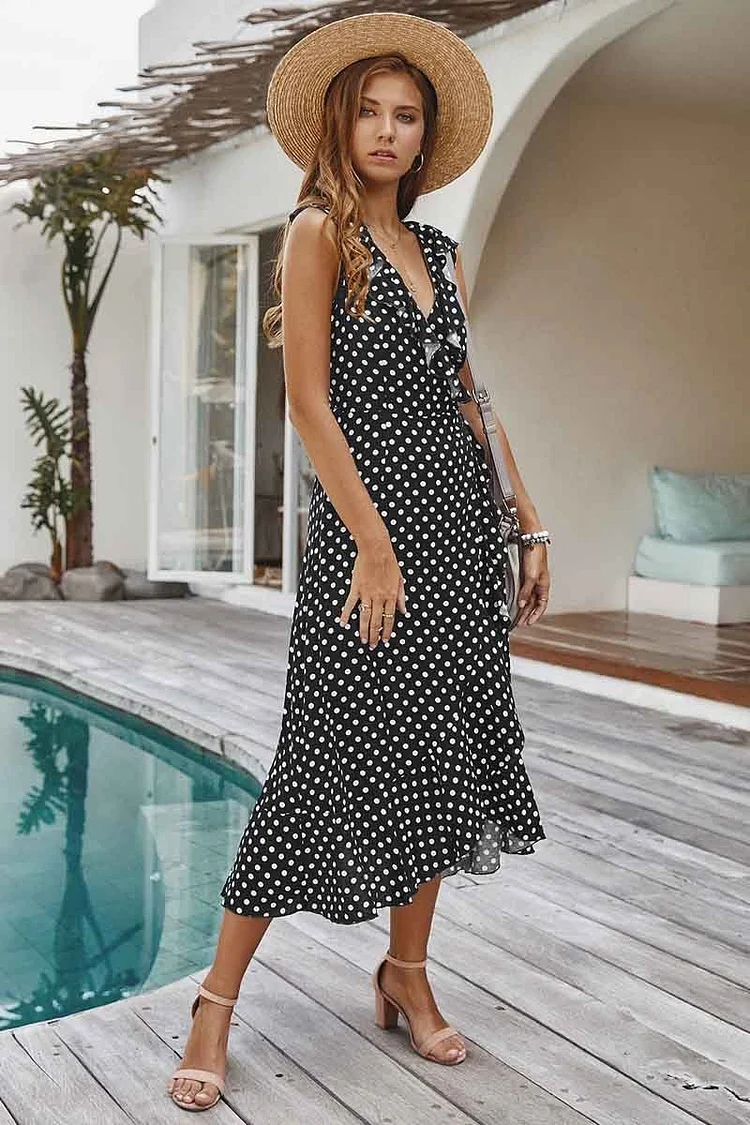 Fashion Dot Print Vest Dress