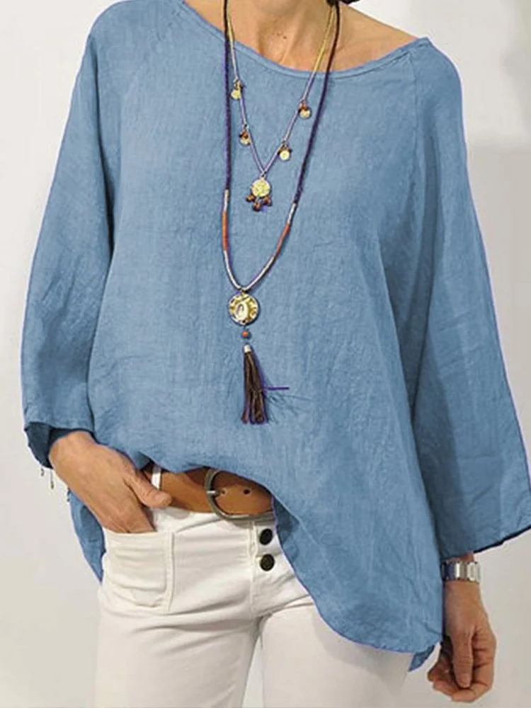 Vacation Long Sleeve Loose Tunic Top