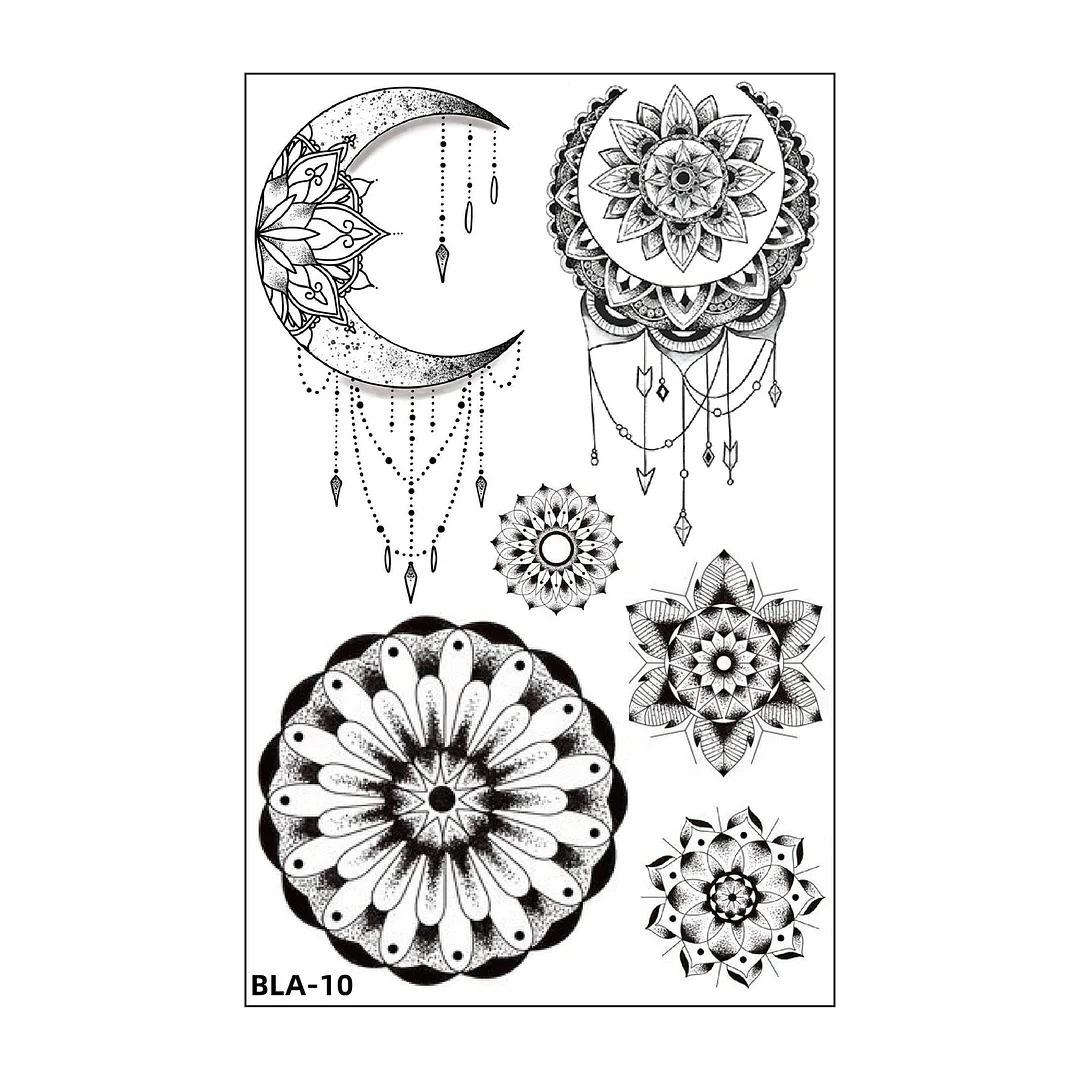Women Waterproof Temporary Tattoo Sticker Mandala Flower Tatoo Elephant Feather Body Art Water Transfer Clavicle Temporary Tatto