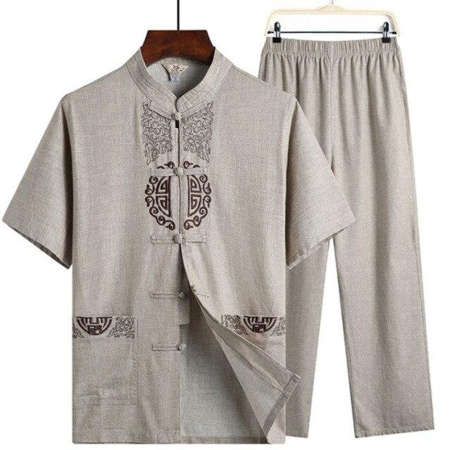 Hanfu Linen Shirts Men Wushu Traditional Chinese Pants Qing Dynasty Clothing For Pantalon Wing Chun Roupa Oriental Kung Fu Suit - Shop Trendy Women's Fashion | TeeYours