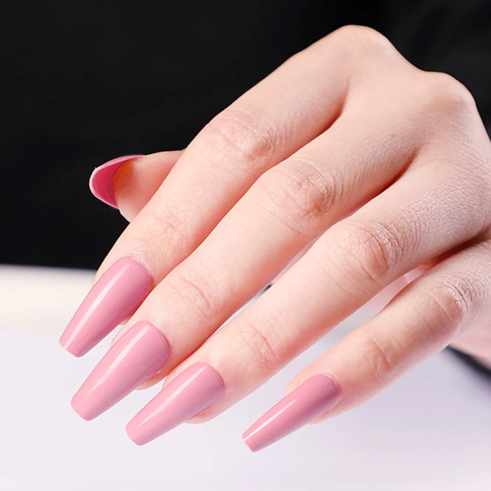 24Pcs Long Ballerina Coffin False Nails Glossy Dark Brown Artificial Fake Nail For Design DIY Lady Figner Tip Manicure Tool-Nail Inspo