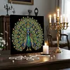 Peinture de perles DIY paon avec cadre en bois de 30x30 cm art en toile de perles