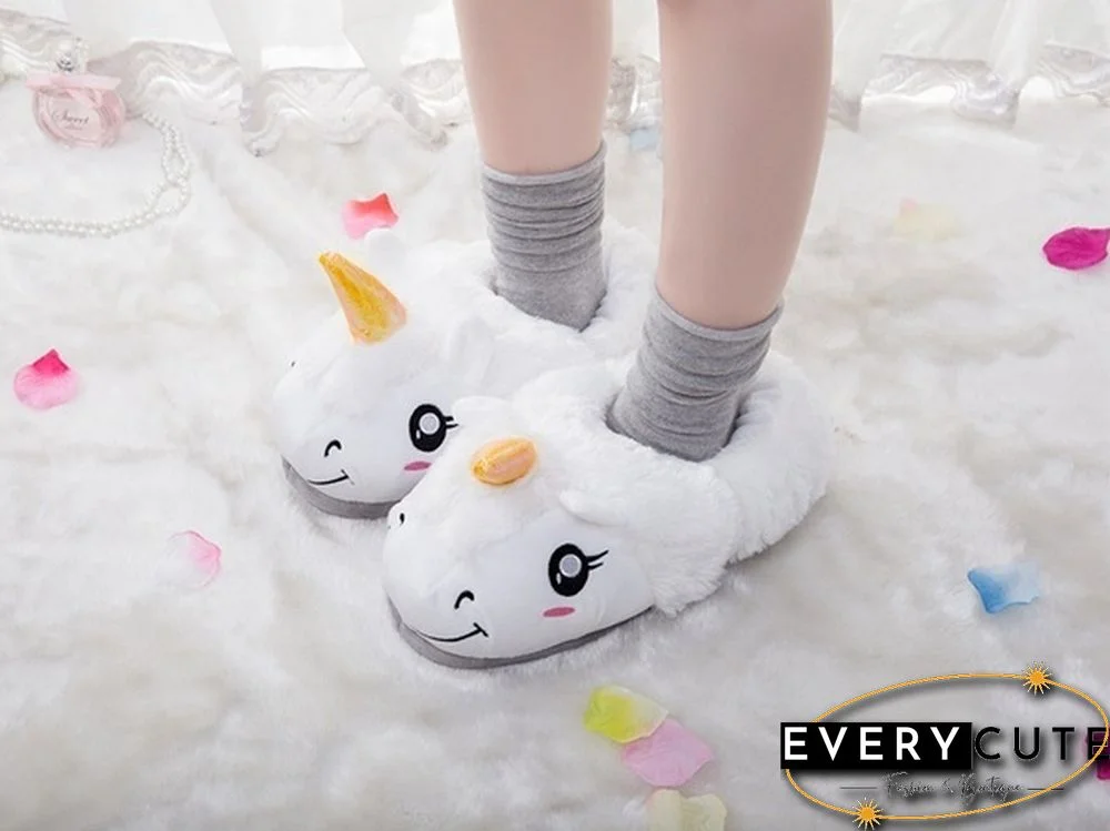 Winter Indoor Slippers Plush Home Shoes Unicorn Slippers For Grown Free Size Home Slippers Shoes Christmas Gift