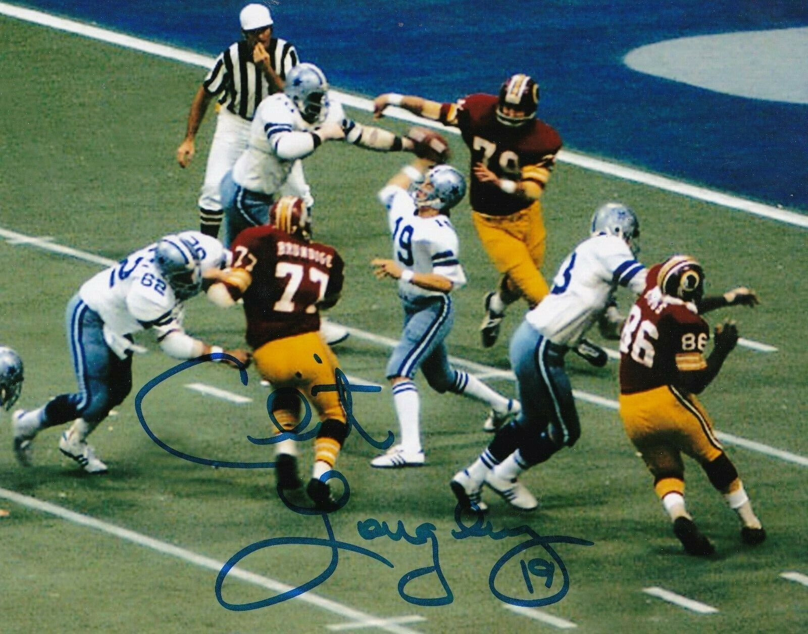 CLINT LONGLEY DALLAS COWBOYS ACTION SIGNED 8x10