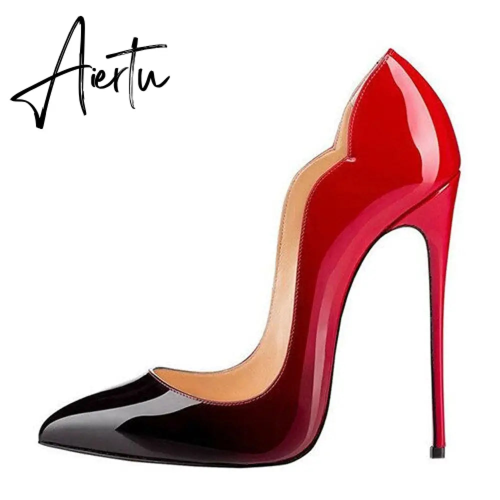Aiertu Concise shoes plus size 45 pointed toe 12cm high stiletto heels 10cm 8cm shallow fashion classic women pumps Aiertu