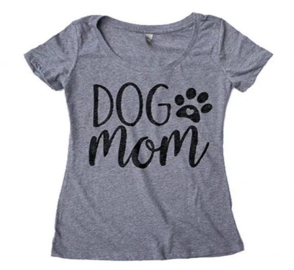 Dog Mom O-Neck Letter T-shirt