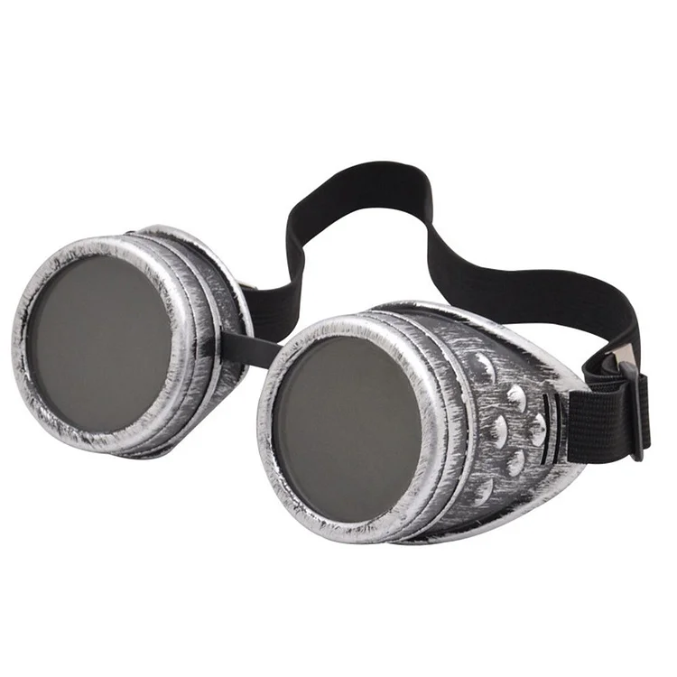 Steampunk Motorcycle Goggles with Spiked Rivets, Vintage Round Cosplay Sunglasses for Welding and Cyber-Goths