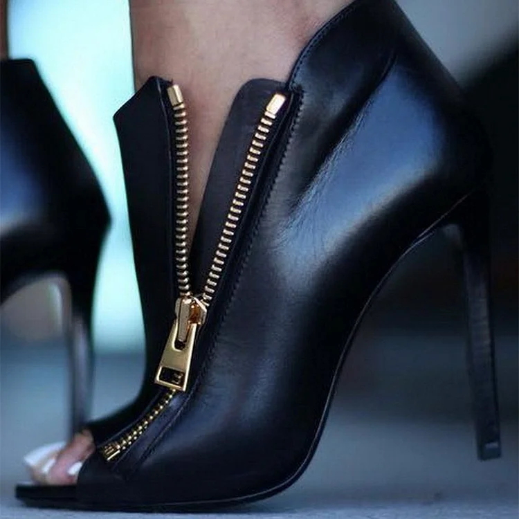 Black Peep Toe Stiletto Booties Vdcoo