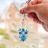 (US Local)6Pcs Acrylic Double Sided Cross Flower Diamond Painting Keychain for Bag Decor