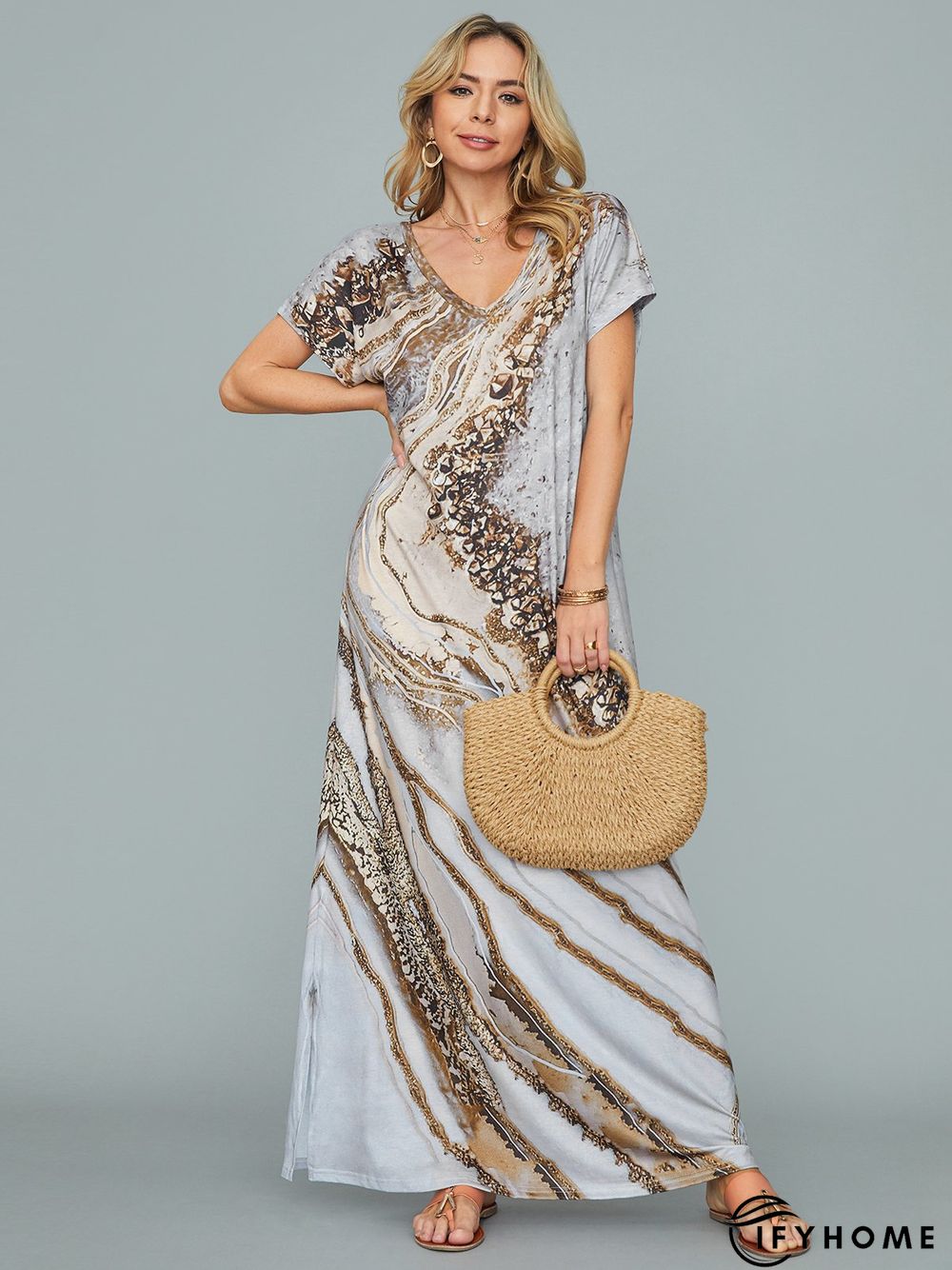 Vacation Ombre Regular Fit V Neck Dress | IFYHOME