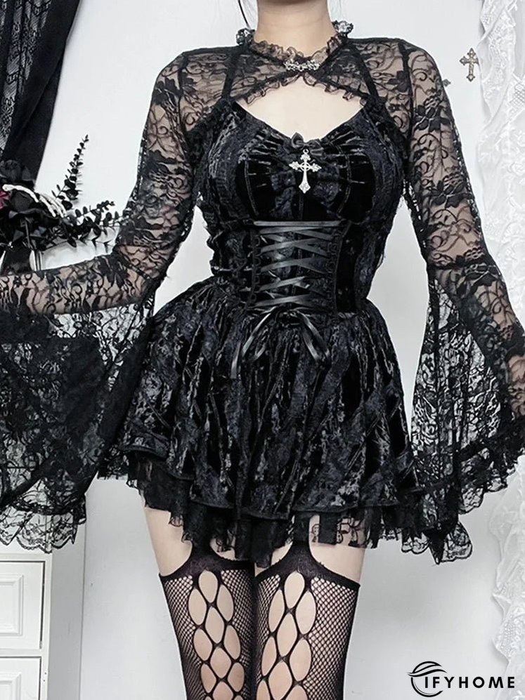 Gothic Draped Bodycon Mini Sleeveless Retro Velvet Halter V Neck Bandage Silky Cocktail Club Dress | IFYHOME