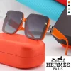 Herm&egrave;s Okulary przeciwsłoneczne damskie z prostokątną oprawką