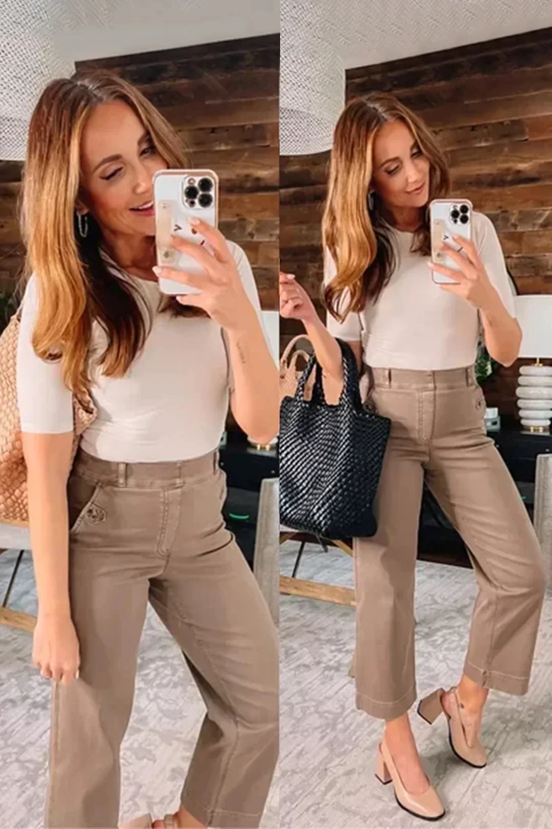 Stretch Twill Cropped Wide Leg Pant (Buy 2 Free Shipping)