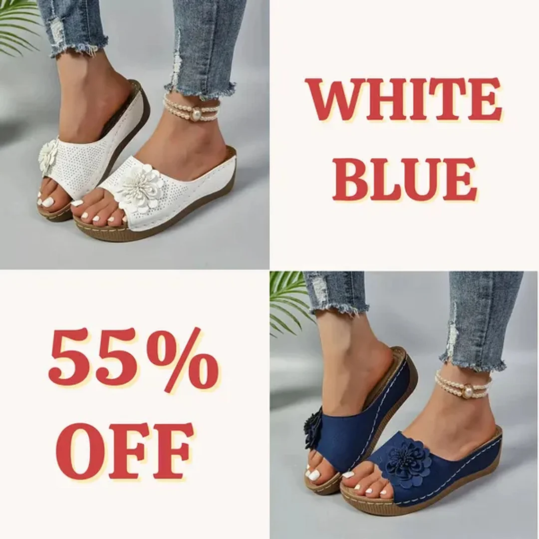 🚶&zwj;♀️💥Hottest today 70% OFF💥 Comfortable non-slip solid color open-toe wedge sandals for women