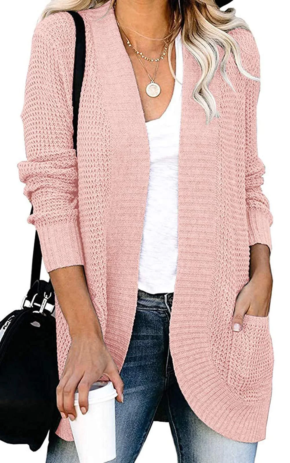 Mongw Mongw Exclusively For The Autumn And Winter New Ladies Fashion Long Sleeve Pocket Sweater Knit Cardigan