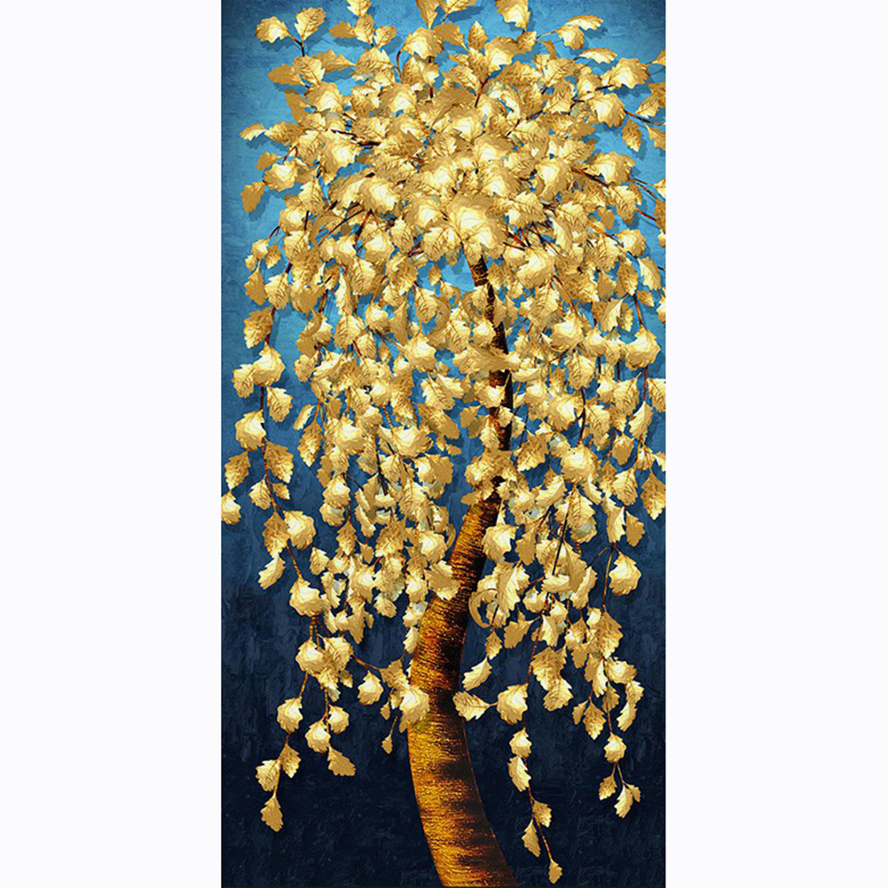 

45*85CM - Round Drill Diamond Painting - Golden Tree, 501 Original
