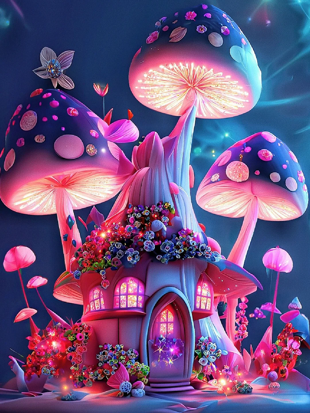 Diamond Painting - Full Round/Square Drill - Dream Mushroom Castle (30*40 - 50*60cm)
