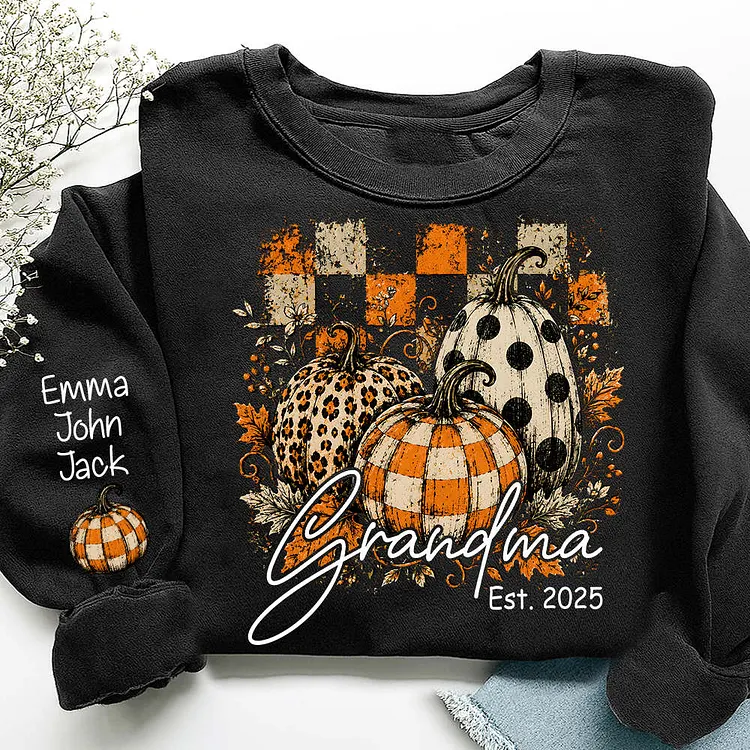 Personalized Grandma Pumpkin Sweatshirt, Fall Autumn Gift for Grandma, Thanksgiving Top