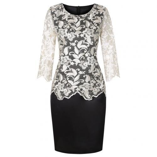 Women Elegant O Neck Half Sleeve Fake Two Piece Lace Bodycon Knee-length Dress Great Gifts for Summer Womens Dress Plus Size 5xl