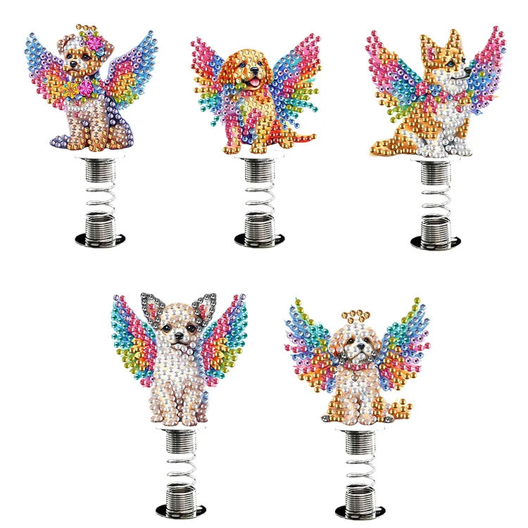 2D Flat Angel Dog DIY Diamond Painting Shake Car Ornaments for Center Console