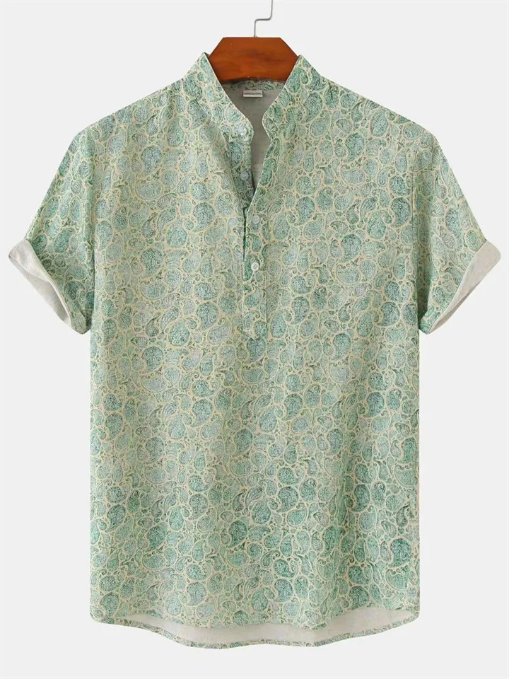 Summer New Flower Beach Short Sleeve Shirt Camouflage Printed Shirts-JRSEE