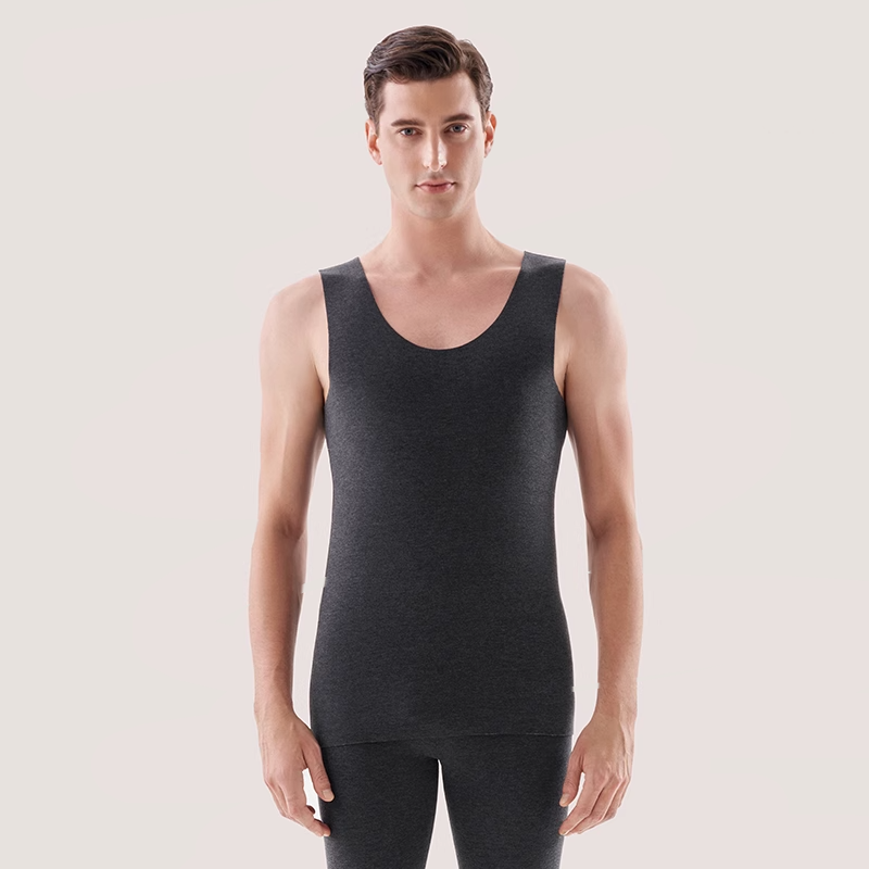 Men's Warm Silk Cashmere Midweight Thermal Underwear Vest REAL SILK LIFE