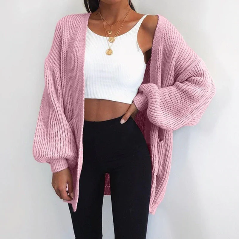 Loose-Colored Long Cardigan In European and American Sweaters