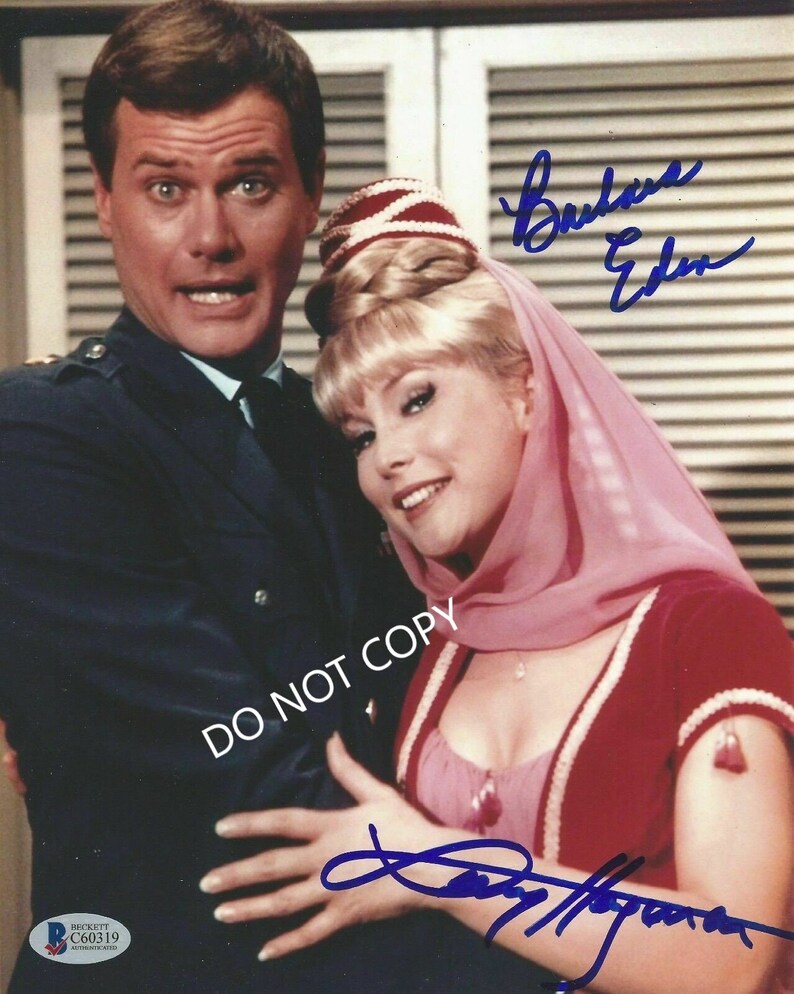 BARBARA Eden Larry HAGMAN I Dream of JEANNIE 8 x10 Autographed Hand Signed Photo Poster painting