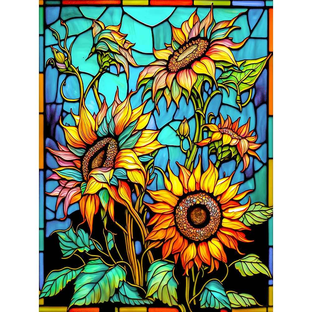 Diamond Painting - Full Round Drill - Stained Glass Sunflower(30*40cm)