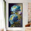 >SALE<5D DIY Full Square Drill Partial AB Drill Diamond Painting Peony Blue 45x75cm