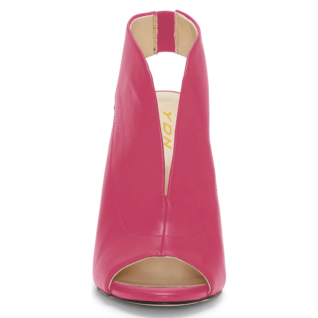 Fuchsia Vegan Leather Peep Toe Slingback Heeled Sandals by YDN