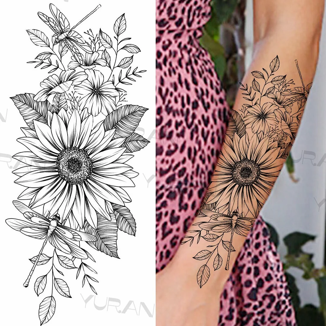 Sdrawing Rose Flower Temporary Tattoos For Women Realistic Snake Butterfly Flora Fake Tattoo Sticker Arm Body Waterproof Tatoos